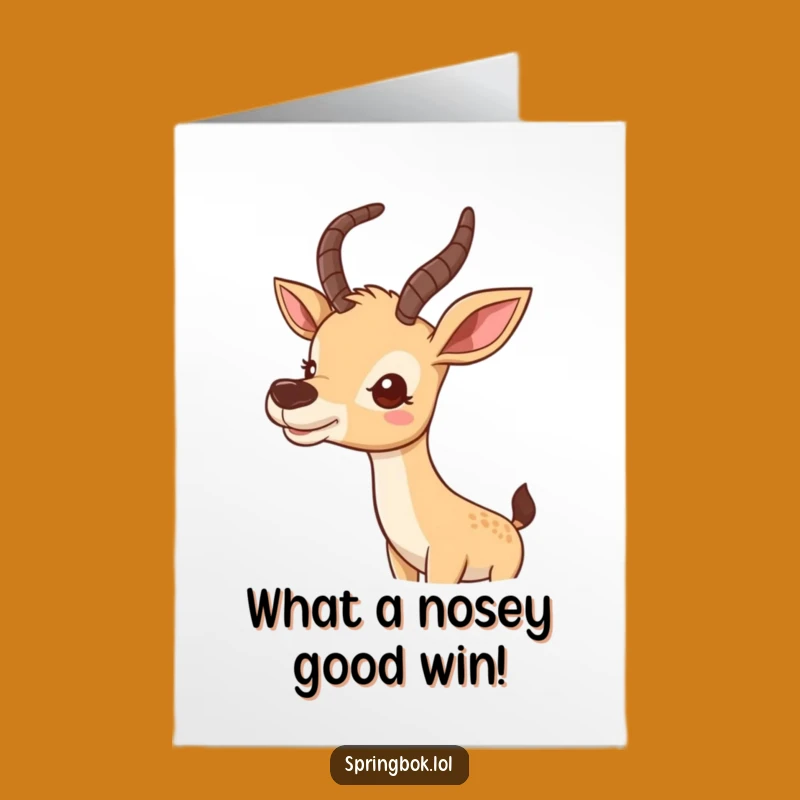 Free Printable Congrats Card: Curious Antelope Cute Funny Greeting