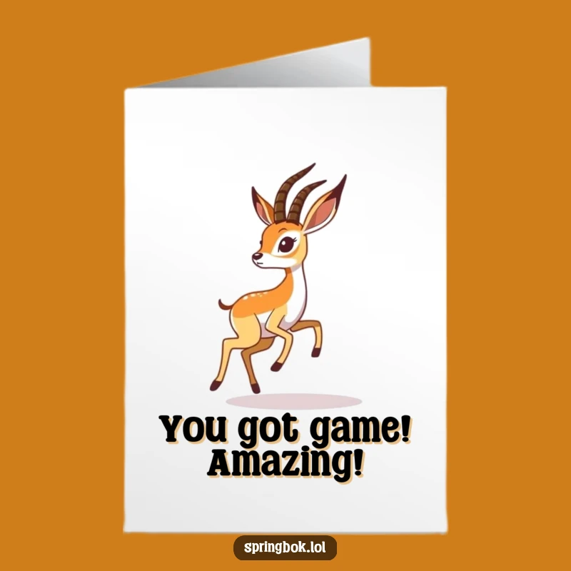 Free Printable Funny Congrats Card: Springbok Chasing Shadow for Your Success!