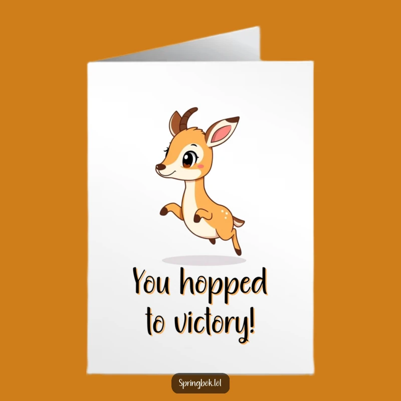 Free Printable Congrats Card: Surprised Hop Springbok Funny Downloadable Gift