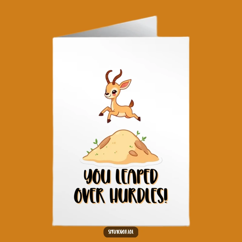 Free Printable Antelope Congrats Card: Funny Leap High Downloadable Gift