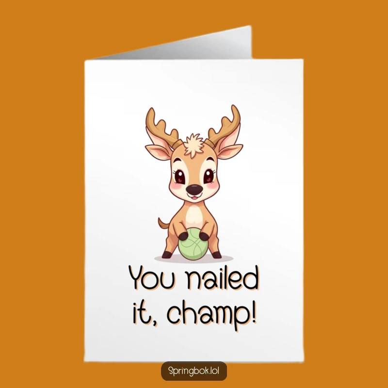 Free Printable Antelope Congratulations Card: Silly Nose Ball Bounce for Big Wins