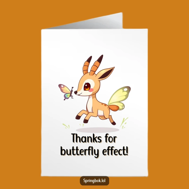 Free Printable Funny Springbok Thank You Card: Butterfly Thanks Downloadable Gift