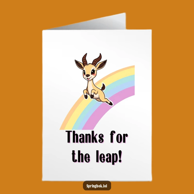 Free Printable Rainbow Springbok Thank You Card - Joyful Leap Downloadable