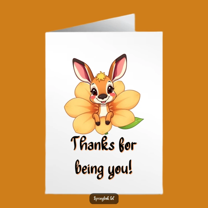 Free Printable Springbok Thank You Card: Flower Peek for a Funny Downloadable Gift