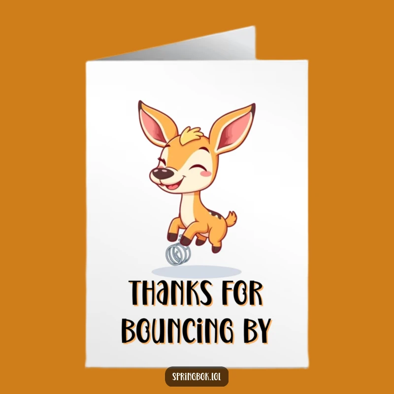 Free Printable Springbok Thank You Card: Funny Grin Downloadable Gift