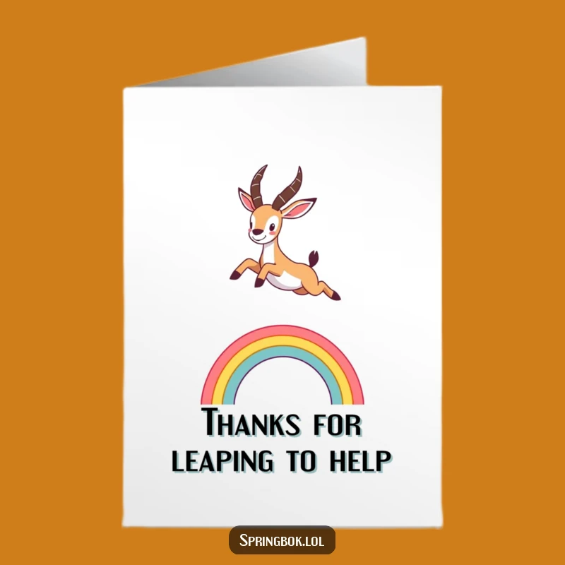 Free Printable Thank You Card: Springbok Rainbow Thanks - Print Joyfully