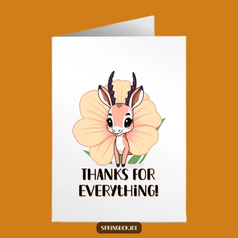 Free Printable Thank You Card: Springbok Flower Hide, Funny Downloadable Gratitude