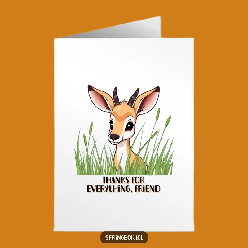 Free Printable Springbok Thank You Card - Shyly Peeking, Funny Downloadable Gift