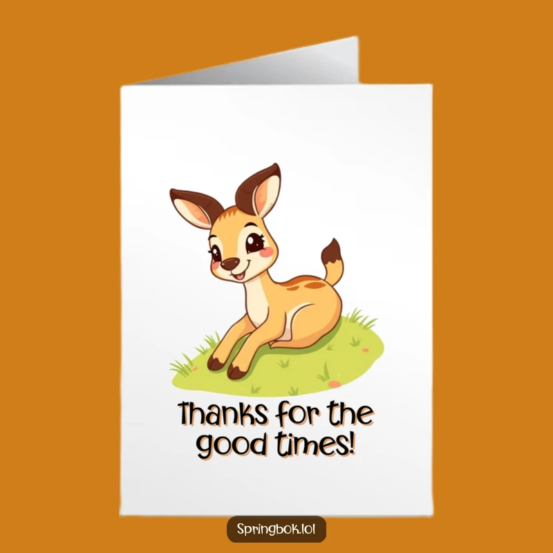 Free Printable Springbok Thank You Card: Hill Slide for a Funny Downloadable Gift
