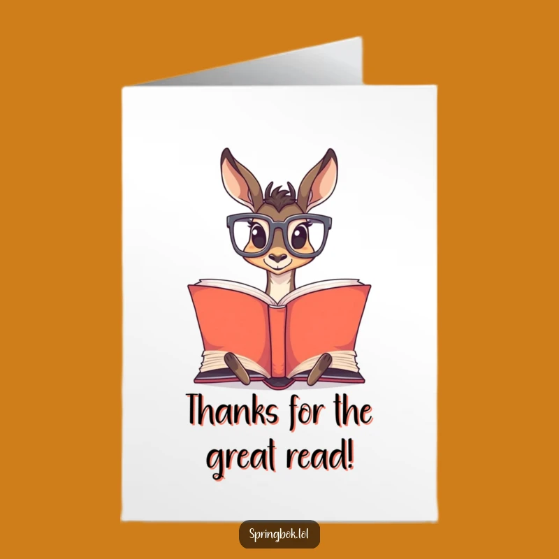 Free Printable Thank You Card: Bookish Springbok for a Humorous Downloadable Gift!