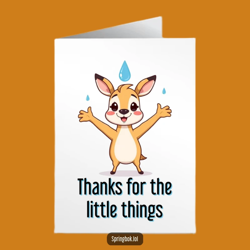 Thank You Springbok Raindrop: Free Printable Card, Downloadable Gratitude & Charm!
