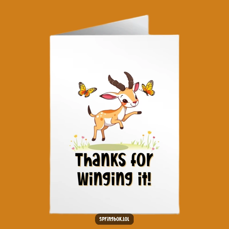 Free Printable Thank You Card: Springbok Butterfly Chase - Sweet Downloadable Gratitude