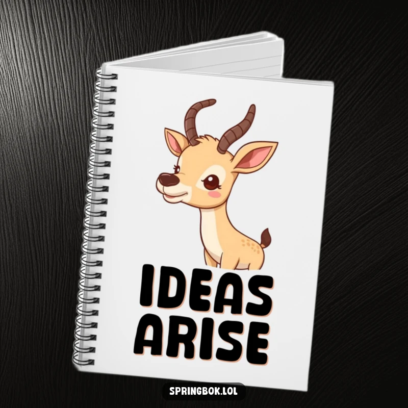 Funny notebook featuring a cute antelope wiggling its nose curiously, ideal for note-taking.