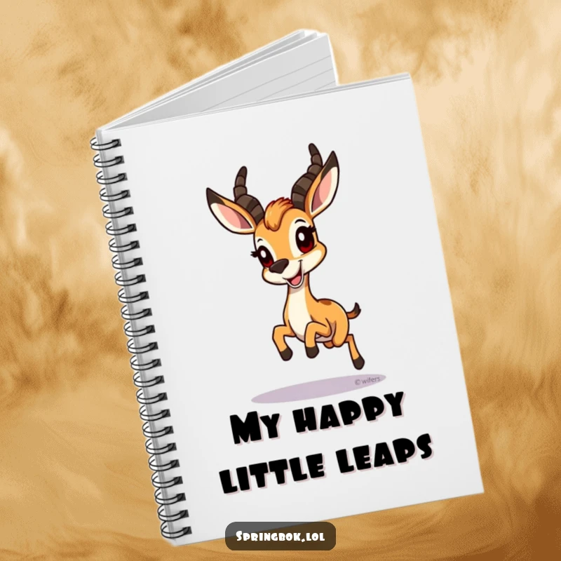 Funny Springbok Notebook: A springbok hopping with a wide grin, inspiring cheerful notes and joyful journaling.