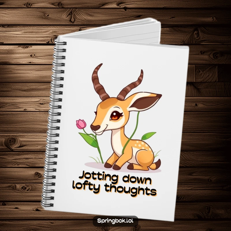 Funny Springbok Notebook: A springbok stretching its neck for a high leaf, inspiring ambitious note-taking and creativity.