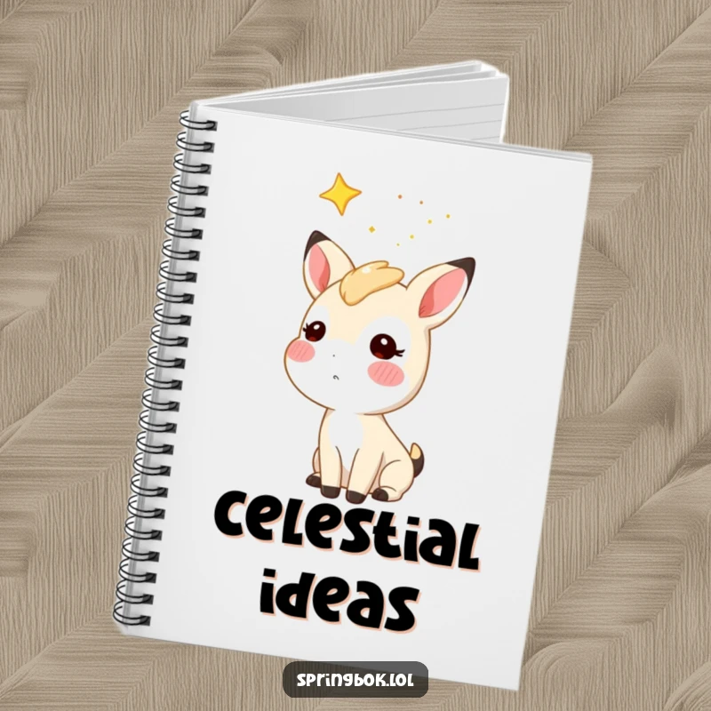 Funny starry sky springbok notebook, a springbok character looking up at stars, ideal for notes and inspiration.