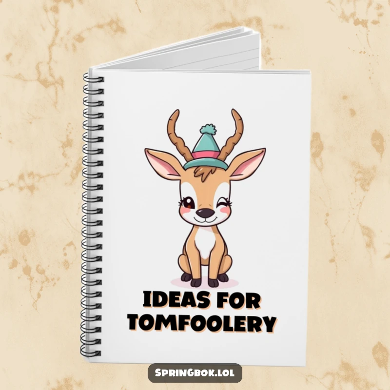 Funny Notebook: A playful antelope in a funny hat winks conspiratorially, ideal for jotting down witty thoughts and fun ideas.