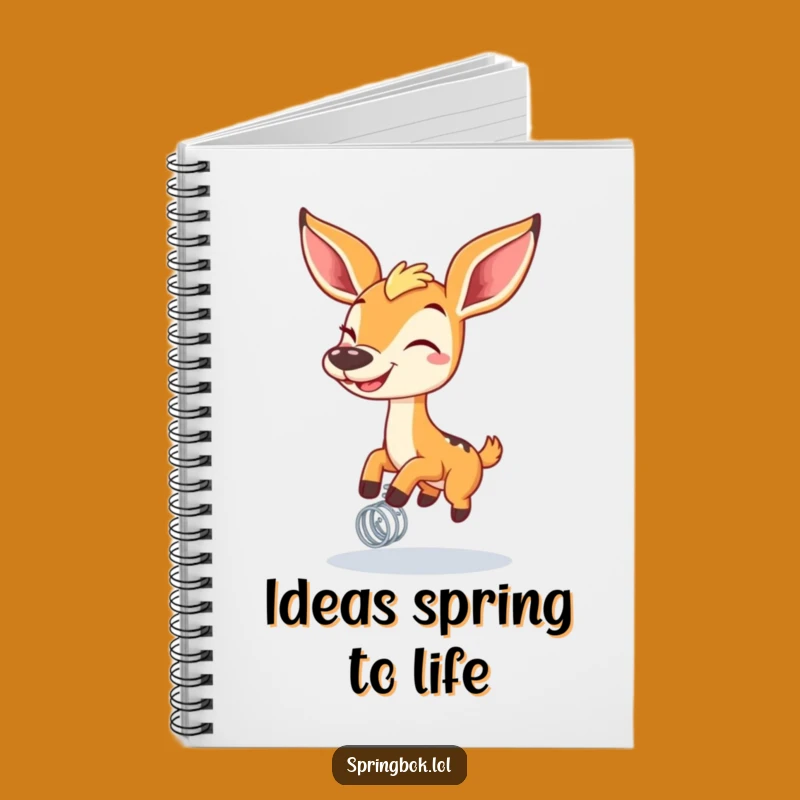 Funny Springbok Spring Notebook: Grinning Bounce Journal, Ideal Funny Stationery Gift