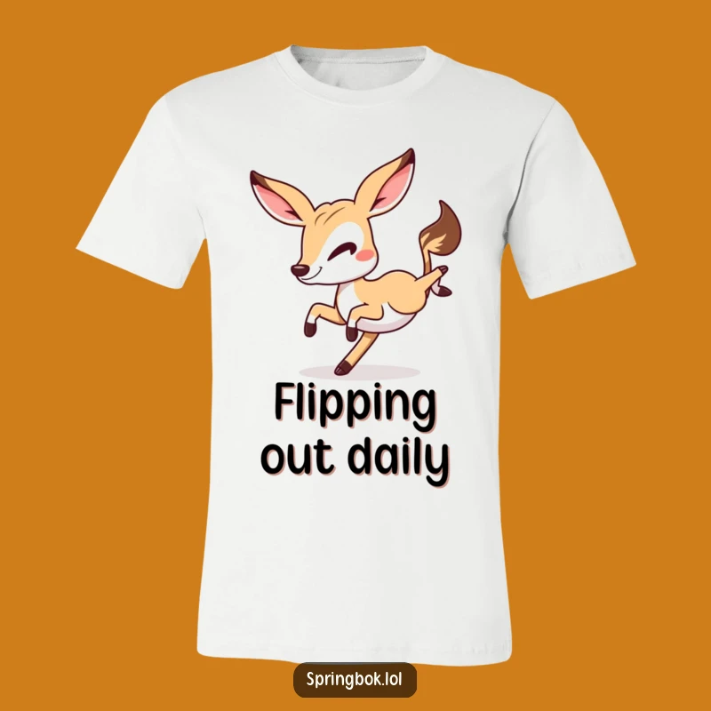 Funny Springbok Cartwheel T-Shirt: Hilarious Winking Antelope Apparel Gift