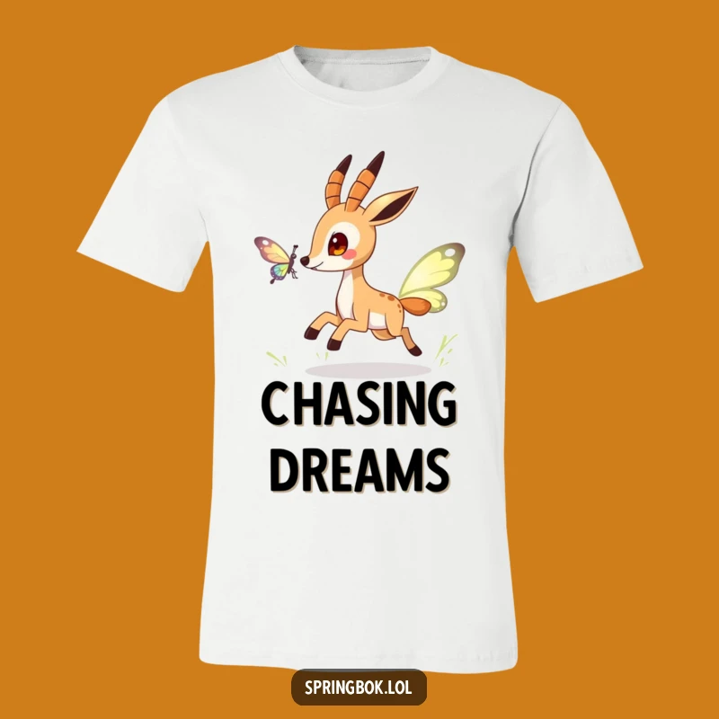 Funny Springbok Butterfly T-Shirt: Playful Pursuit Design, Perfect Funny Gift