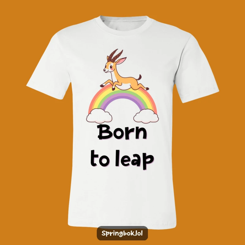 Funny Springbok Rainbow Leap T-Shirt: Wear Your Joy and Wanderlust