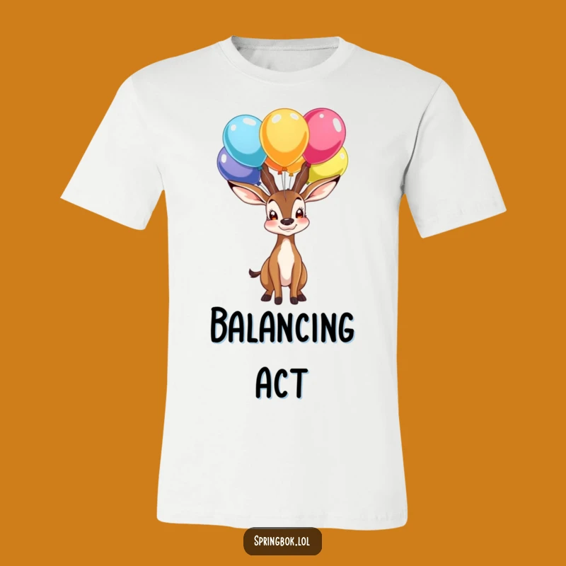 Funny Springbok T-Shirt: Balloon Nose Balance - Proud & Playful Gift
