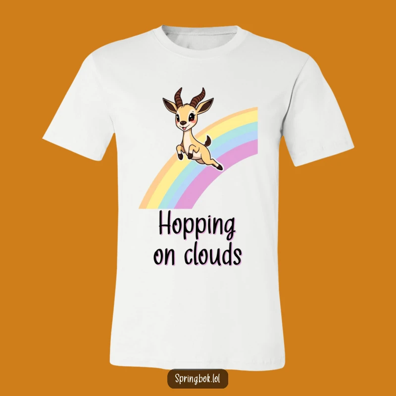 Funny Springbok Rainbow T-Shirt: Joyful Leap Tee, Adorable Funny Gift