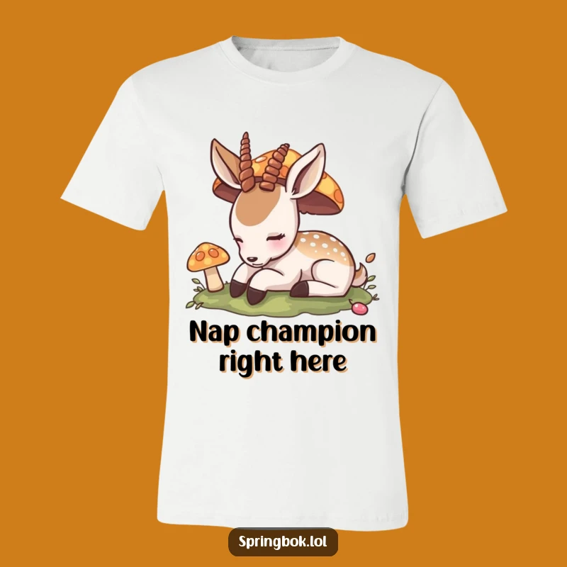 Funny Napping Antelope T-Shirt: Peaceful Mushroom Slumber Tee, Ideal Funny Gift!