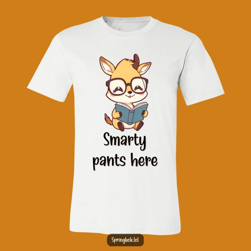 Funny Springbok Glasses Tee - Humorous Reader Character Shirt, Great Gift