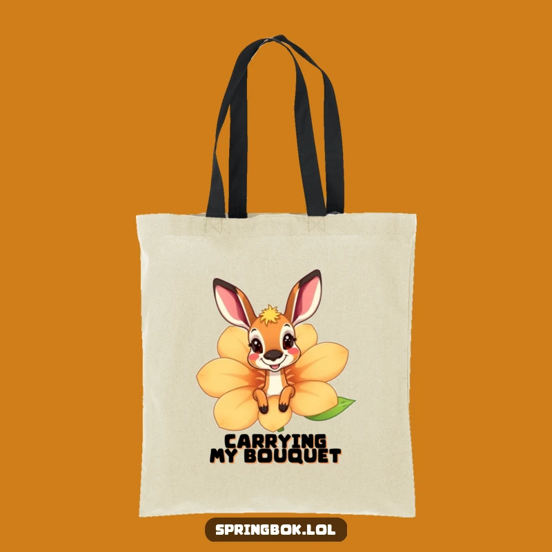 Funny Springbok Flower Peek Tote Bag - Adorable Springbok's Playful Gift Carrier