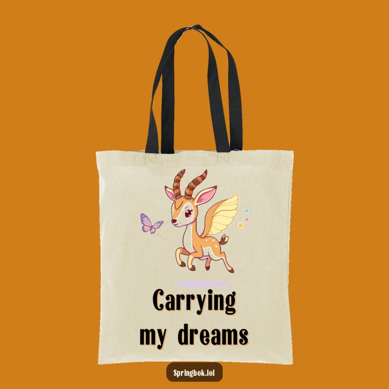 Funny Winged Springbok Tote Bag: Carry Magic and Dreams
