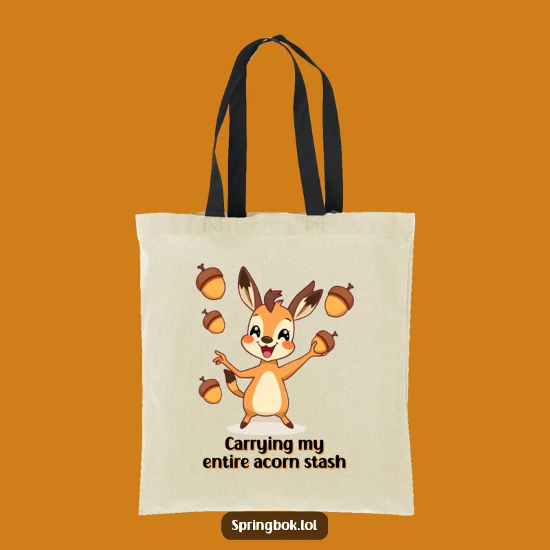 Funny Springbok Juggling Acorns Tote Bag: Carry Your Essentials with Giggle-Worthy Style