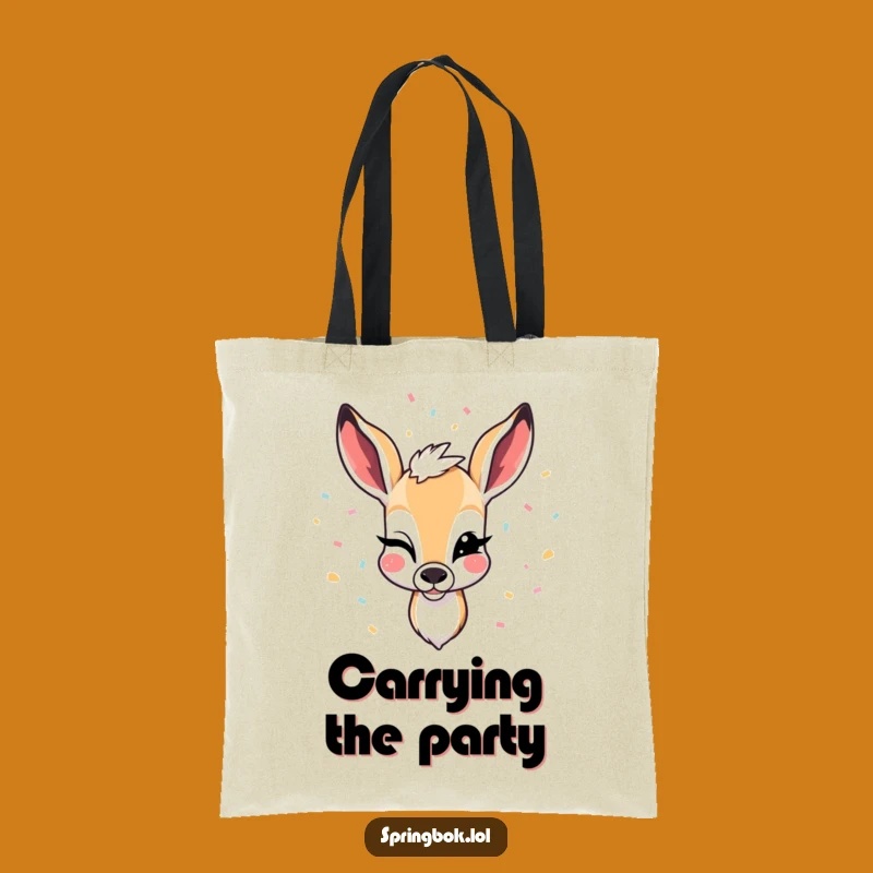 Funny Winking Springbok Tote Bag: Carry Your Party Essentials with Flair