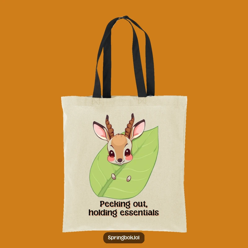 Funny Blushing Antelope Tote Bag: Stylish Peek-a-Boo Wild Animal Carryall, Perfect Funny Gift!