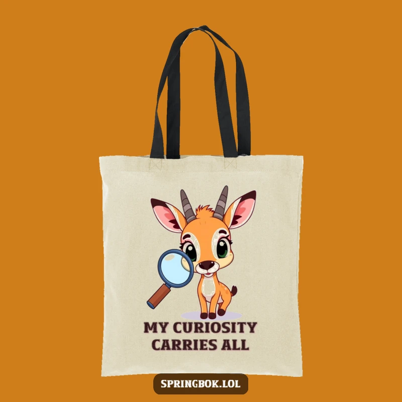 Funny Springbok Magnifying Glass Tote Bag: Carry Your Curiosity in Style!