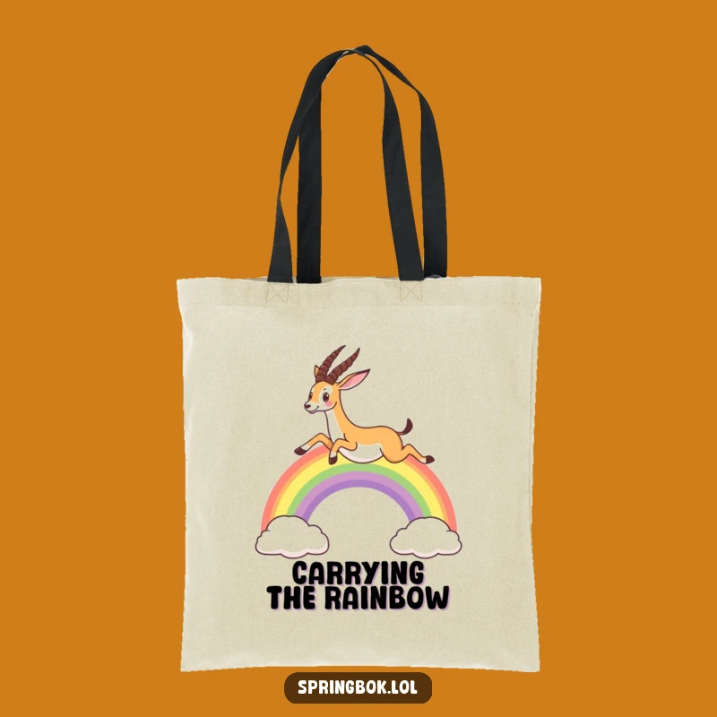 Funny Springbok Rainbow Tote Bag: Carry Your Essentials with Whimsical Charm