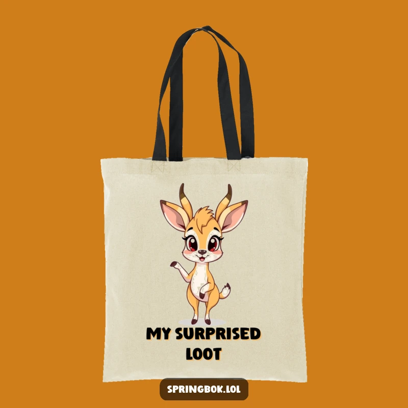 Funny Surprised Springbok Tote Bag: Carry Your Shock with Style